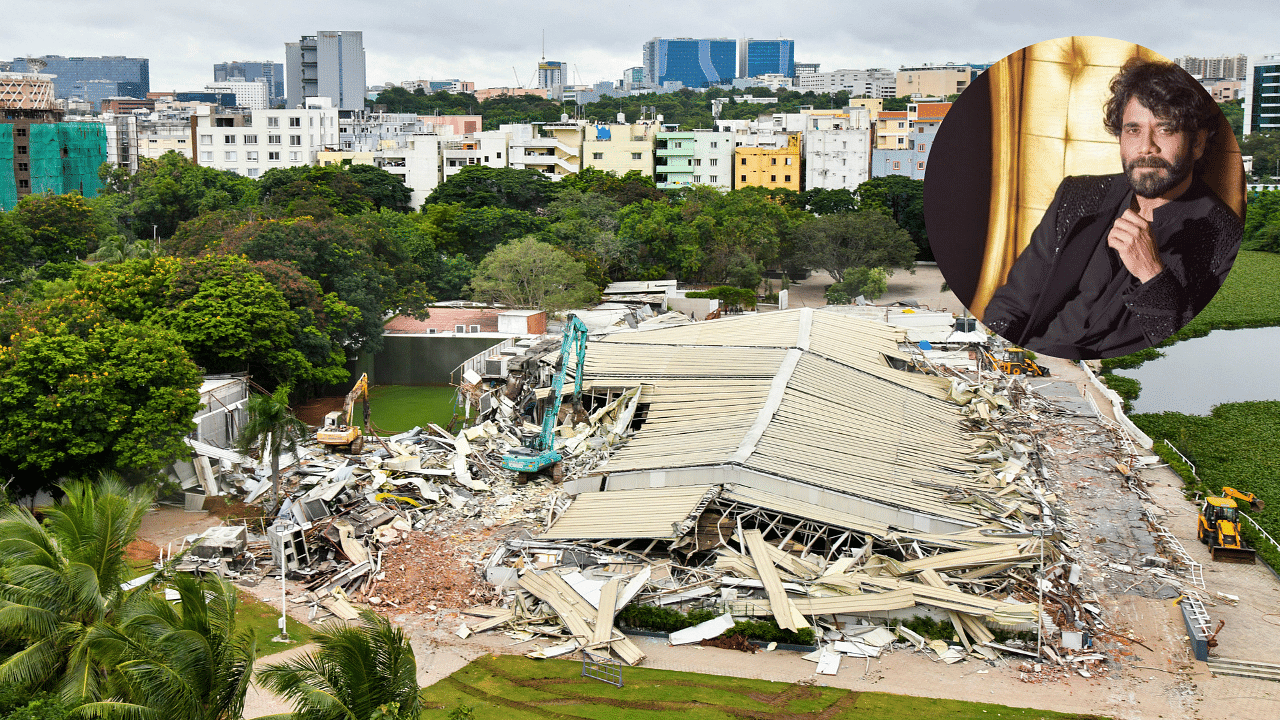 <div class="paragraphs"><p>Authorities demolish Nagarjuna's N-Convention centre,Aug 24, 2024. Nagarjuna's photo attached.</p></div>